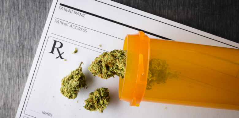 Medical marijuana on top of prescription pad